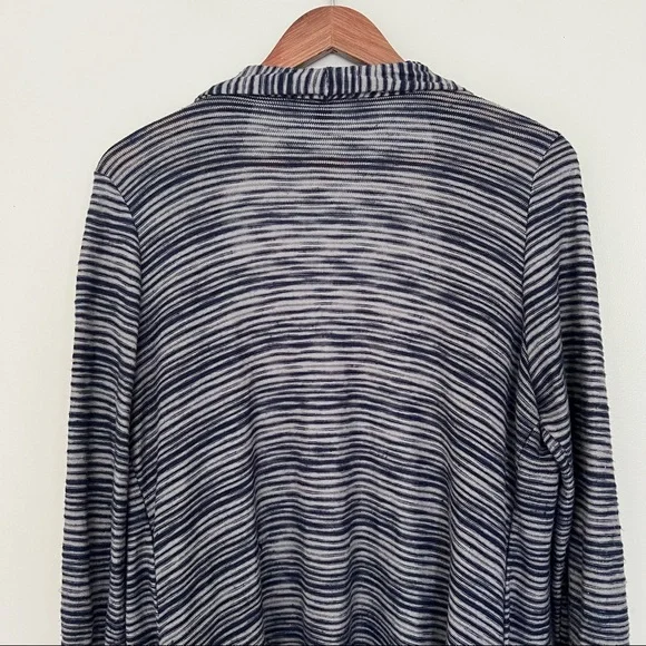 Torrid Womens Sweater Cardigan Knit Size Large Open Front Navy Stripes Waterfall - Picture 10 of 16